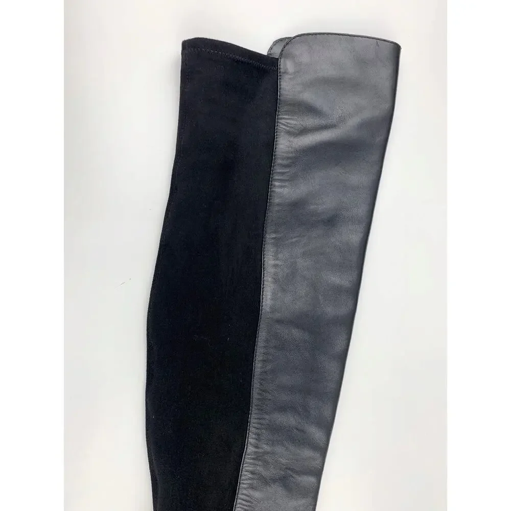 Tory Burch Marsden Over The Knee Black Leather Boots Equestrian Women's 6.5